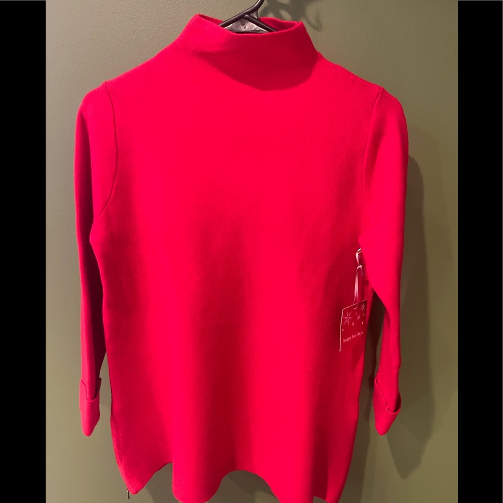 Tahari Red Mock Turtleneck Sweater, NWT
